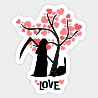 Cats & Death- love forever Sticker